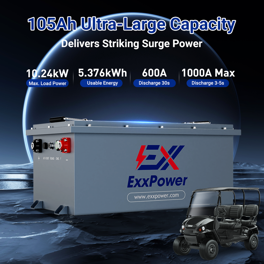 🔥ExxPower C1  36V / 48V/ 105ah Golf Cart Battery   （The $899 bare battery is currently sold out due to high demand. Your order is for the $999 All-in-One Bundle）