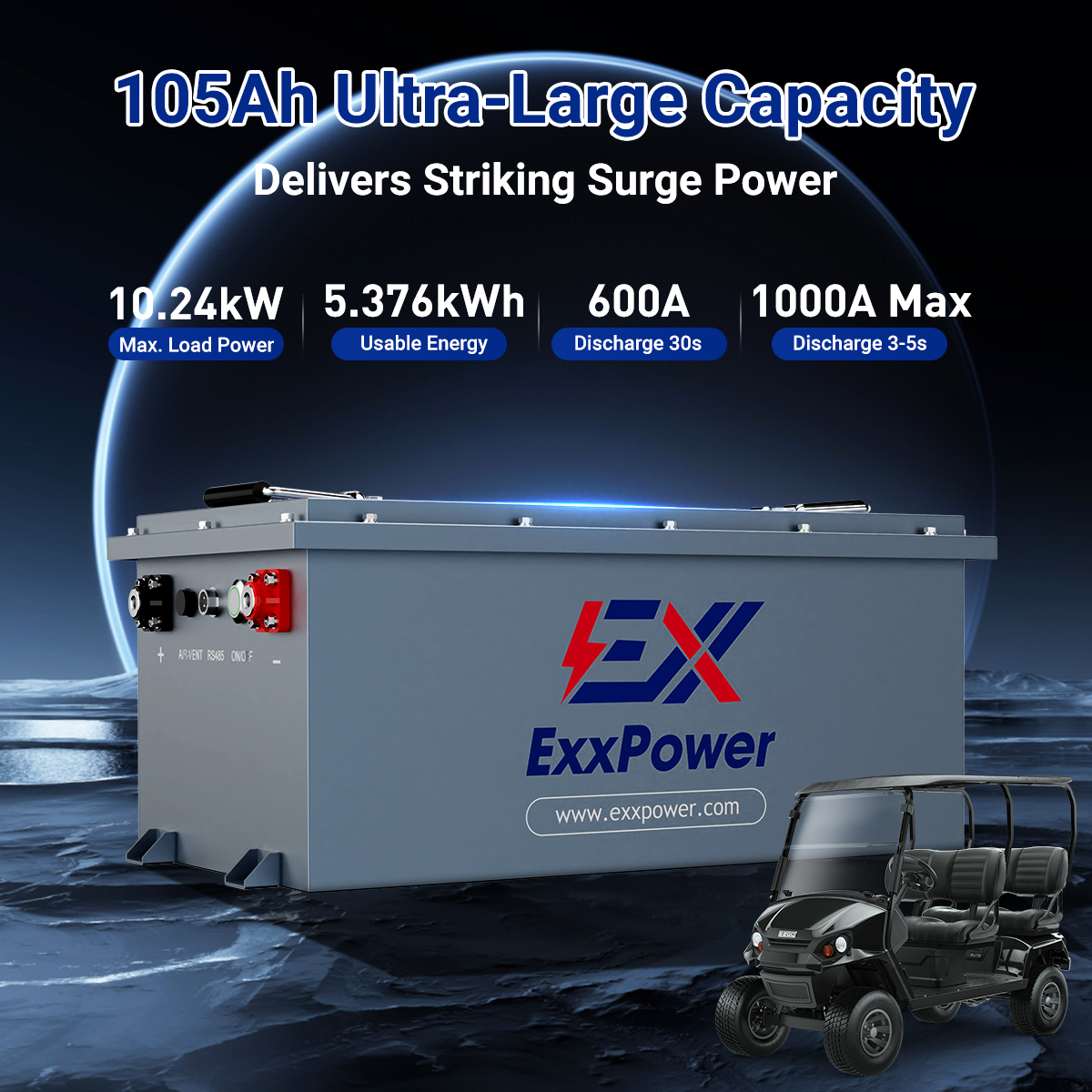🔥ExxPower C1  36V / 48V/  Golf Cart Battery   （Ready to Ship | Next-Day Dispatch）