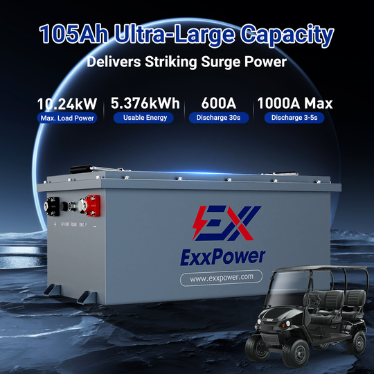 🔥ExxPower C1  36V / 48V/ 105ah Golf Cart Battery   （The $899 bare battery is currently sold out due to high demand. Your order is for the $999 All-in-One Bundle）