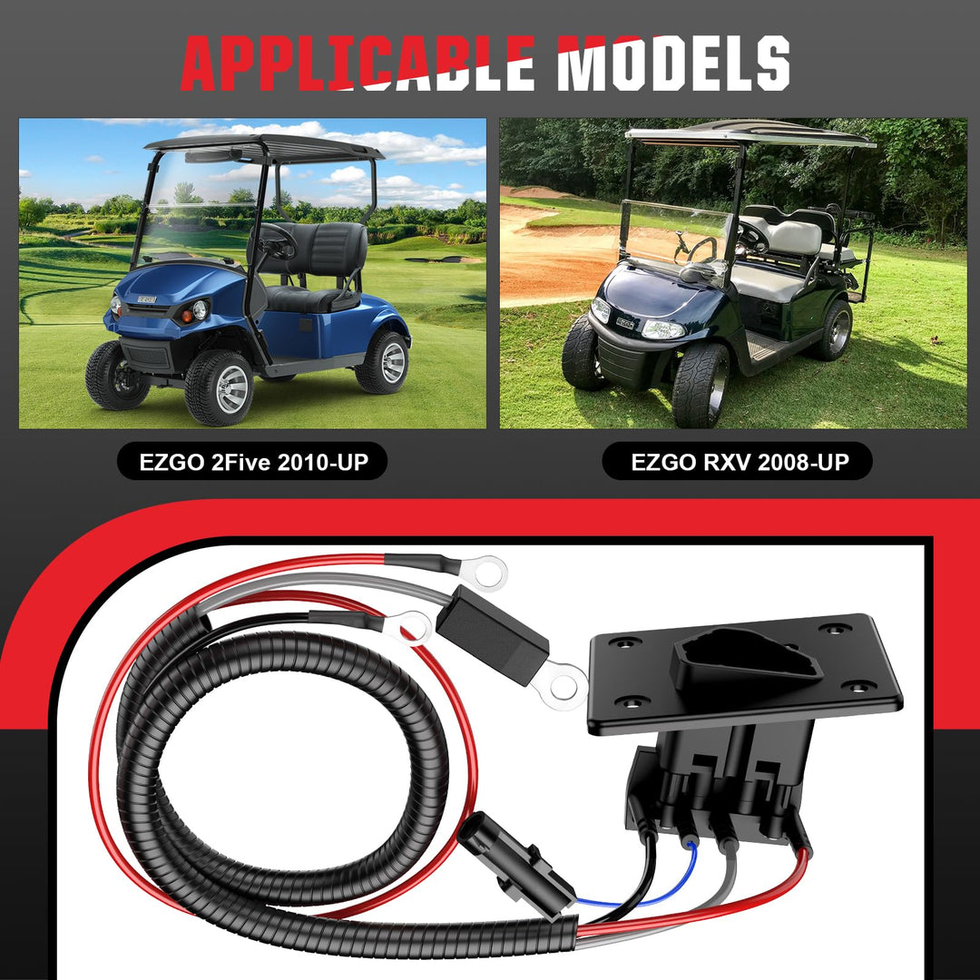 EZGO 48V Charger Receptacle with Wires for EZGO RXV & TXT 2008-UP Electric/EZGO 2Five 2010-UP Delta-Q
